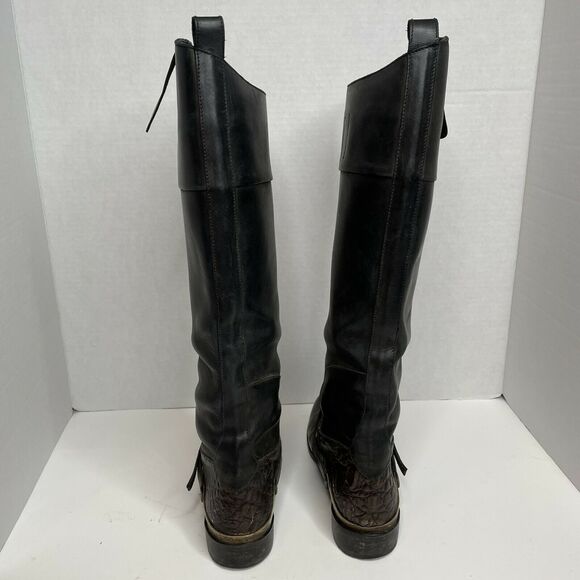 Golden Goose Black Brown Charlie Knee High Distressed Golden Boots Size 36 (5.5) - Picture 6 of 12